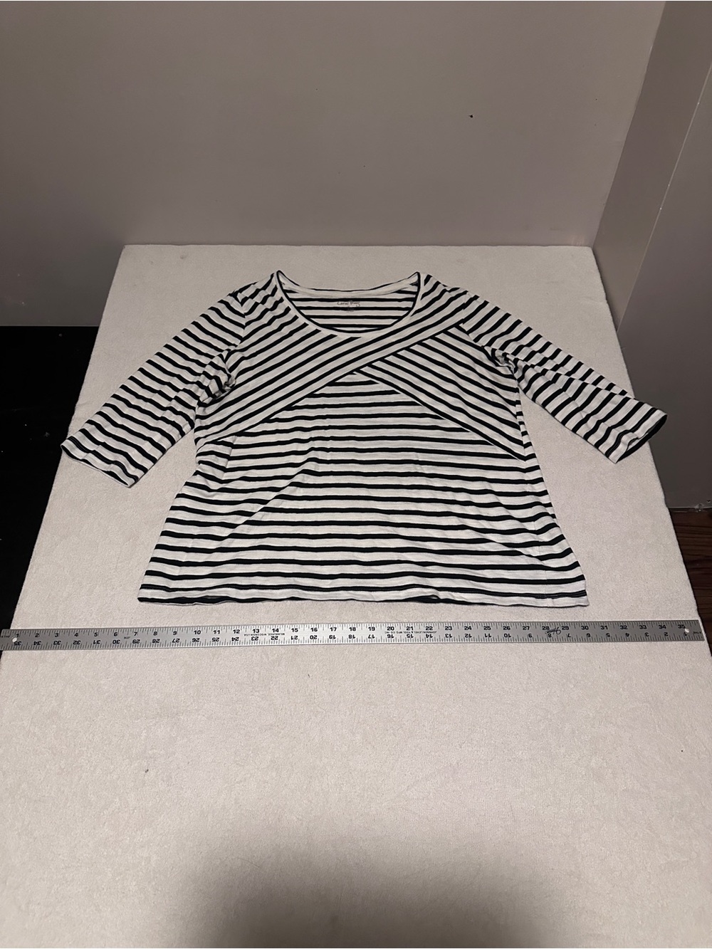 Coral Bay Black & White Striped 3/4 Sleeve Top